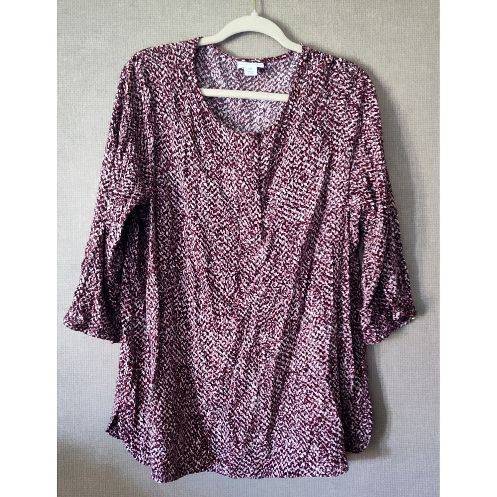 Liz Claiborne Blouse Top Women's Size XXL Shirt Purple Black Button Logo